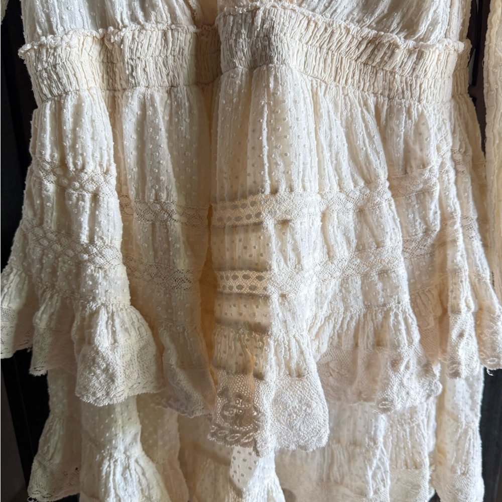 LoveShackFancy Cream Ruffle Mini Dress - Picture 6 of 9